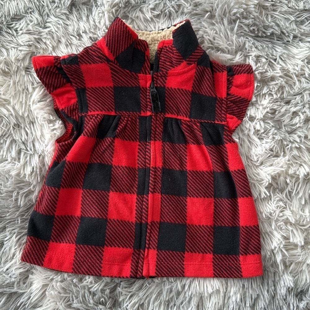Plaid sleeveless zip up vest